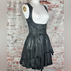 Skin Graft Tiered Leather Dress
